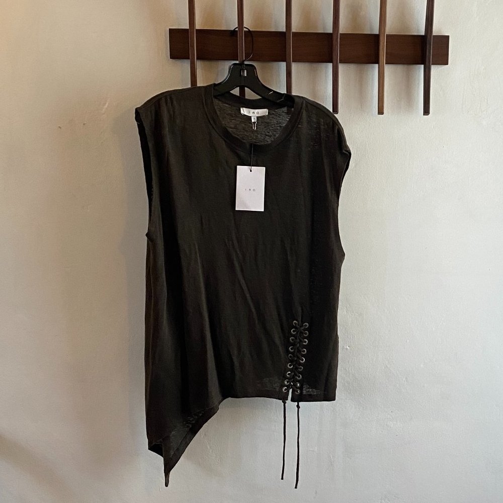 IRO Karami Linen Asymmetrical Lace-up T-shirt